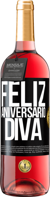 29,95 € Envio grátis | Vinho rosé Edição ROSÉ Feliz aniversário Diva Etiqueta Preta. Etiqueta personalizável Vinho jovem Colheita 2024 Tempranillo