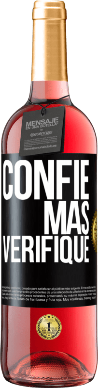 29,95 € | Vinho rosé Edição ROSÉ Confie, mas verifique Etiqueta Preta. Etiqueta personalizável Vinho jovem Colheita 2023 Tempranillo