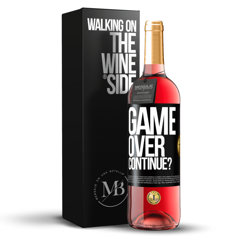 29,95 € Envío gratis | Vino Rosado Edición ROSÉ GAME OVER. Continue? Etiqueta Negra. Etiqueta personalizable Vino joven Cosecha 2023 Tempranillo