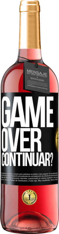 29,95 € | Vinho rosé Edição ROSÉ GAME OVER. Continuar? Etiqueta Preta. Etiqueta personalizável Vinho jovem Colheita 2025 Tempranillo