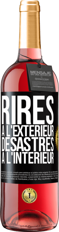 Envoi gratuit | Vin rosé Édition ROSÉ Rires à l'extérieur, désastres à l'intérieur Étiquette Noire. Étiquette personnalisable Vin jeune Récolte 2023 Tempranillo