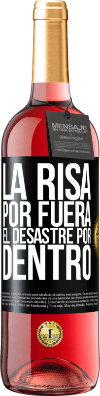 Envío gratis | Vino Rosado Edición ROSÉ La risa por fuera, el desastre por dentro Etiqueta Negra. Etiqueta personalizable Vino joven Cosecha 2023 Tempranillo