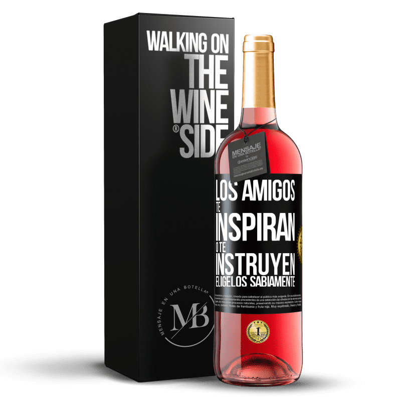 29,95 € Envío gratis | Vino Rosado Edición ROSÉ Los amigos te inspiran o te instruyen. Elígelos sabiamente Etiqueta Negra. Etiqueta personalizable Vino joven Cosecha 2023 Tempranillo