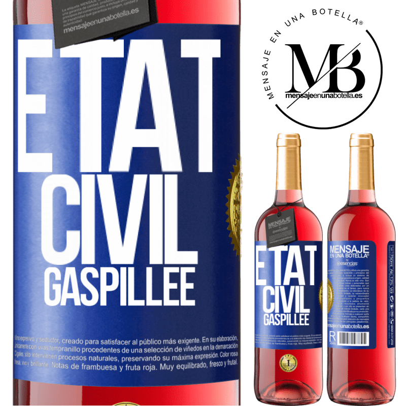 29,95 € Envoi gratuit | Vin rosé Édition ROSÉ État civil: gaspillée Étiquette Bleue. Étiquette personnalisable Vin jeune Récolte 2023 Tempranillo