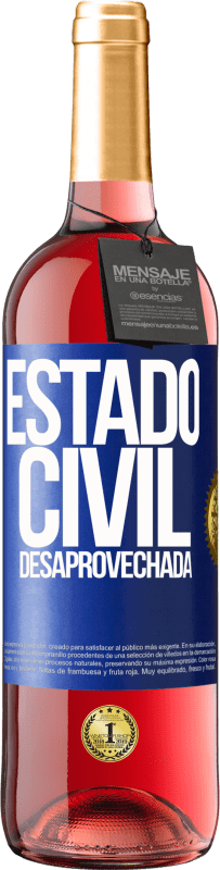 29,95 € | Vino Rosado Edición ROSÉ Estado civil: desaprovechada Etiqueta Azul. Etiqueta personalizable Vino joven Cosecha 2023 Tempranillo
