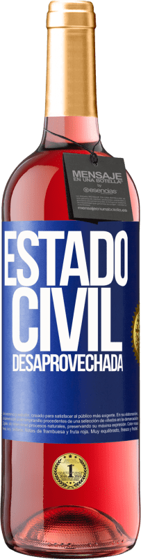 29,95 € | Vino Rosado Edición ROSÉ Estado civil: desaprovechada Etiqueta Azul. Etiqueta personalizable Vino joven Cosecha 2024 Tempranillo