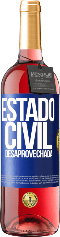 29,95 € | Vino Rosado Edición ROSÉ Estado civil: desaprovechada Etiqueta Azul. Etiqueta personalizable Vino joven Cosecha 2025 Tempranillo