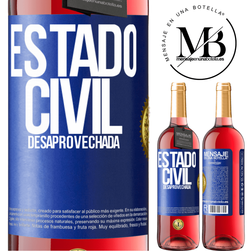 29,95 € Envío gratis | Vino Rosado Edición ROSÉ Estado civil: desaprovechada Etiqueta Azul. Etiqueta personalizable Vino joven Cosecha 2023 Tempranillo