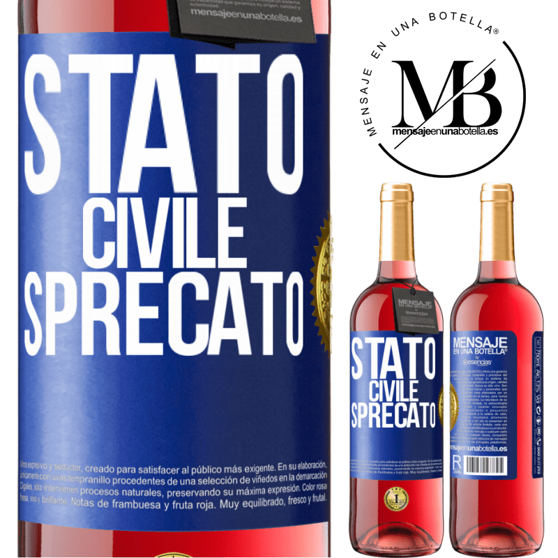 29,95 € Spedizione Gratuita | Vino rosato Edizione ROSÉ Stato civile: sprecato Etichetta Blu. Etichetta personalizzabile Vino giovane Raccogliere 2025 Tempranillo