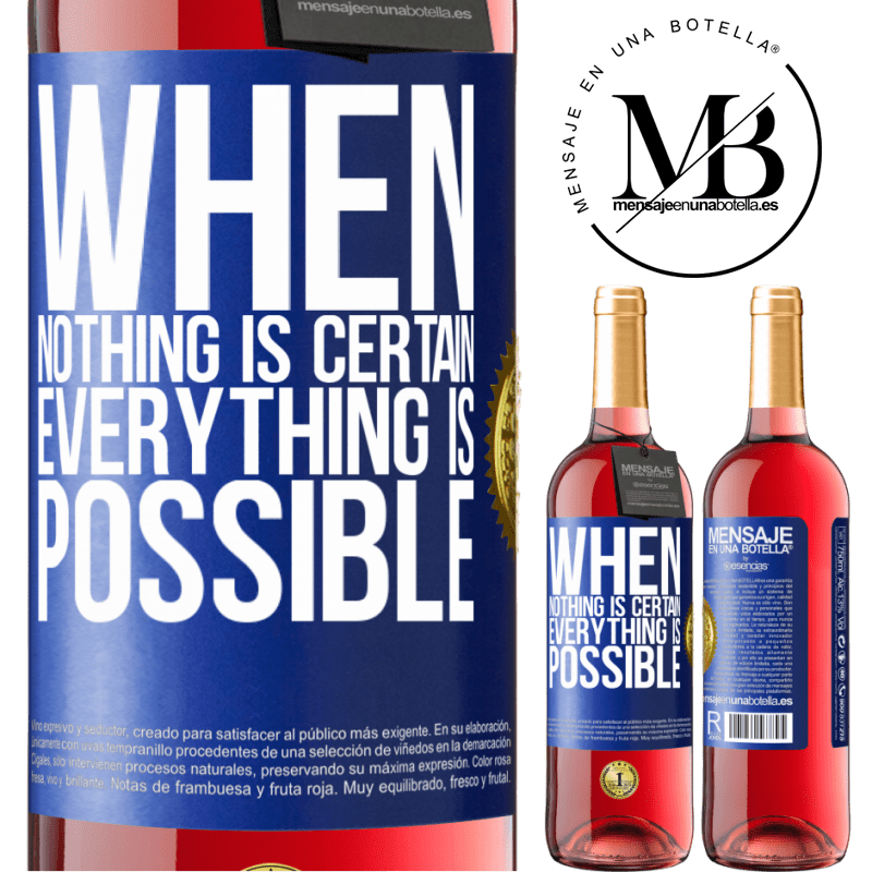 29,95 € Free Shipping | Rosé Wine ROSÉ Edition When nothing is certain, everything is possible Blue Label. Customizable label Young wine Harvest 2021 Tempranillo