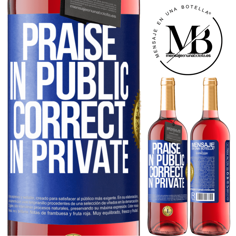 29,95 € Free Shipping | Rosé Wine ROSÉ Edition Praise in public, correct in private Blue Label. Customizable label Young wine Harvest 2021 Tempranillo