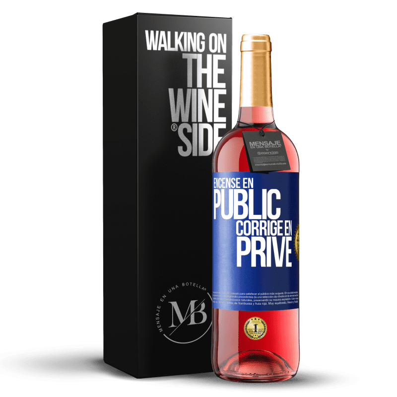 29,95 € Envoi gratuit | Vin rosé Édition ROSÉ Encense en public, corrige en privé Étiquette Bleue. Étiquette personnalisable Vin jeune Récolte 2023 Tempranillo