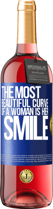 29,95 € 送料無料 | ロゼワイン ROSÉエディション 女性の最も美しい曲線は彼女の笑顔です 青いタグ. カスタマイズ可能なラベル 若いワイン 収穫 2023 Tempranillo