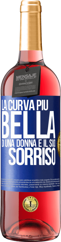 29,95 € Spedizione Gratuita | Vino rosato Edizione ROSÉ La curva più bella di una donna è il suo sorriso Etichetta Blu. Etichetta personalizzabile Vino giovane Raccogliere 2023 Tempranillo