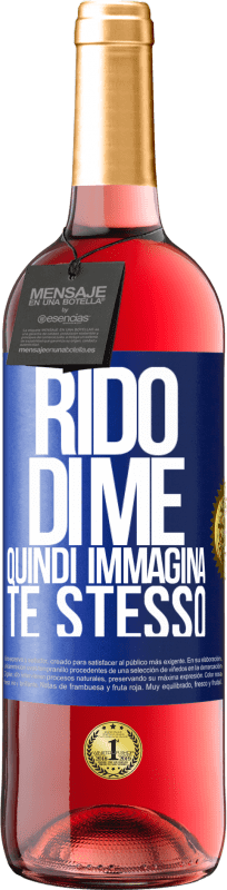 29,95 € | Vino rosato Edizione ROSÉ Rido di me, quindi immagina te stesso Etichetta Blu. Etichetta personalizzabile Vino giovane Raccogliere 2024 Tempranillo