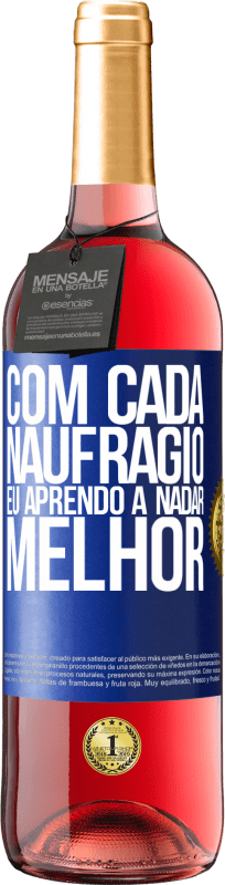 29,95 € | Vinho rosé Edição ROSÉ Com cada naufrágio eu aprendo a nadar melhor Etiqueta Azul. Etiqueta personalizável Vinho jovem Colheita 2024 Tempranillo