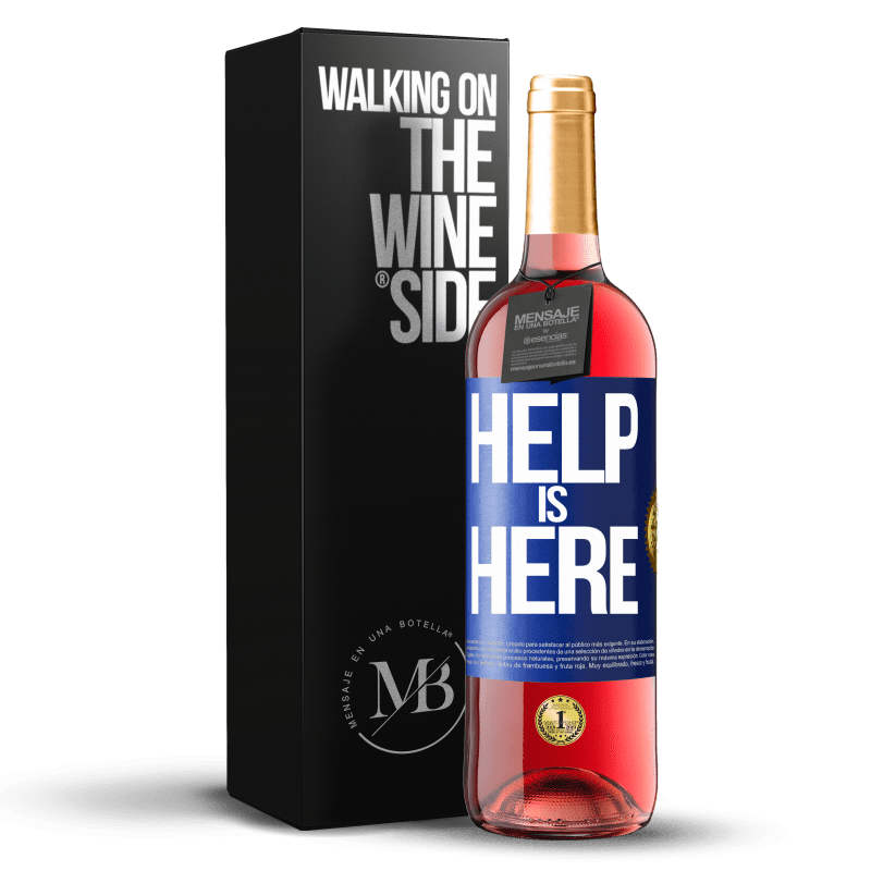 29,95 € Envío gratis | Vino Rosado Edición ROSÉ Help is Here Etiqueta Azul. Etiqueta personalizable Vino joven Cosecha 2024 Tempranillo