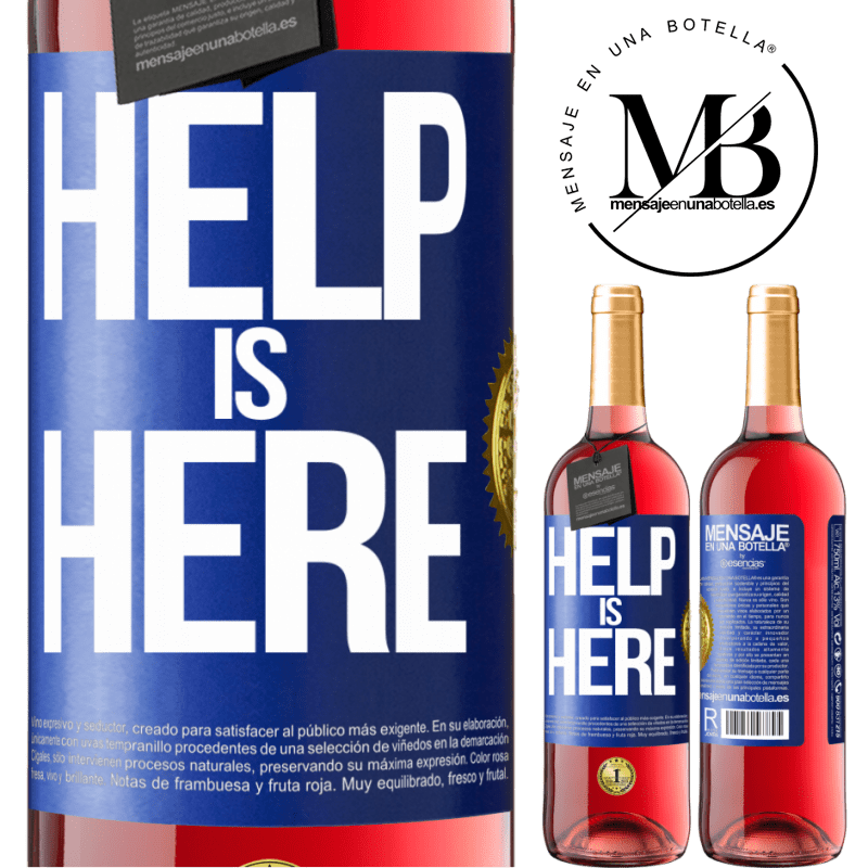 29,95 € Kostenloser Versand | Roséwein ROSÉ Ausgabe Help is Here Blaue Markierung. Anpassbares Etikett Junger Wein Ernte 2024 Tempranillo