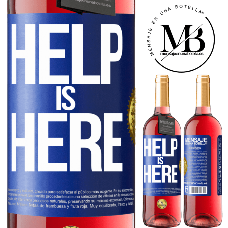 29,95 € Envio grátis | Vinho rosé Edição ROSÉ Help is Here Etiqueta Azul. Etiqueta personalizável Vinho jovem Colheita 2024 Tempranillo