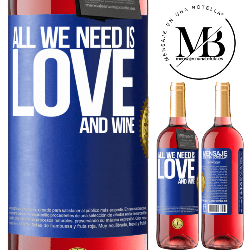 29,95 € Free Shipping | Rosé Wine ROSÉ Edition All we need is love and wine Blue Label. Customizable label Young wine Harvest 2021 Tempranillo