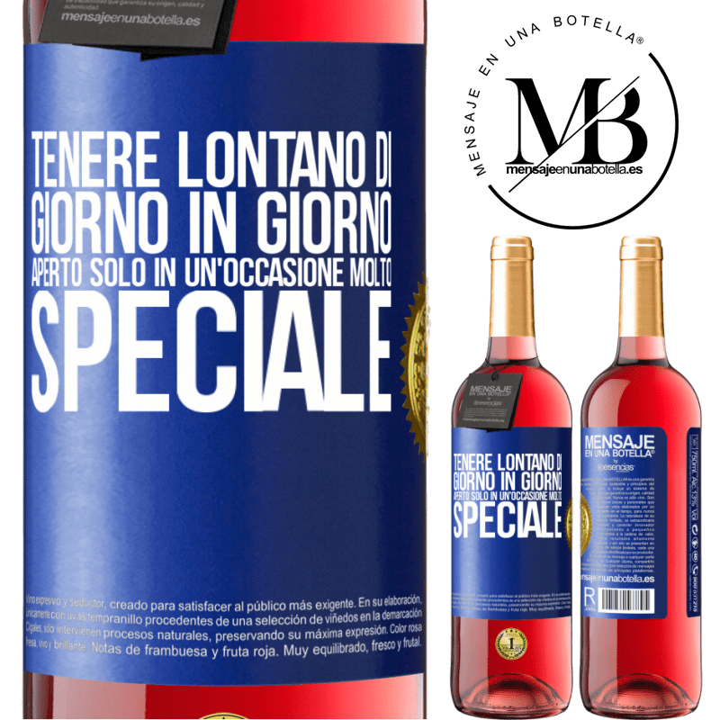 29,95 € Spedizione Gratuita | Vino rosato Edizione ROSÉ Tenere lontano di giorno in giorno. Aperto solo in un'occasione molto speciale Etichetta Blu. Etichetta personalizzabile Vino giovane Raccogliere 2024 Tempranillo