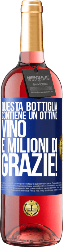 29,95 € Spedizione Gratuita | Vino rosato Edizione ROSÉ Questa bottiglia contiene un ottimo vino e milioni di GRAZIE! Etichetta Blu. Etichetta personalizzabile Vino giovane Raccogliere 2025 Tempranillo