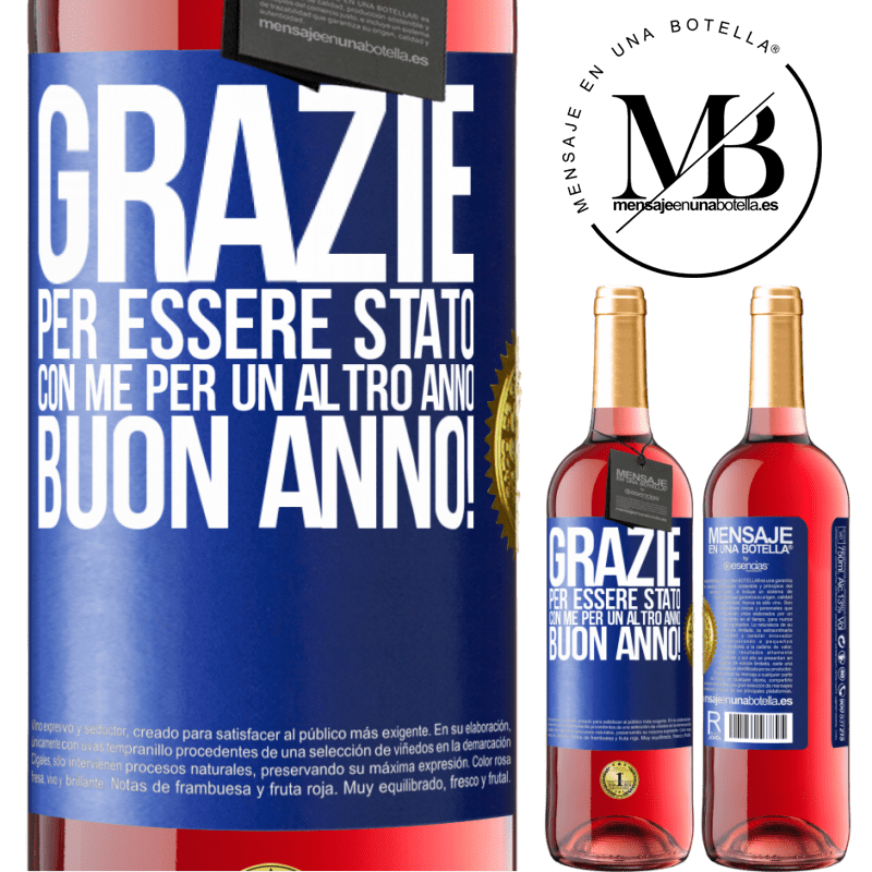 29,95 € Spedizione Gratuita | Vino rosato Edizione ROSÉ Grazie per essere stato con me per un altro anno. Buon anno! Etichetta Blu. Etichetta personalizzabile Vino giovane Raccogliere 2024 Tempranillo