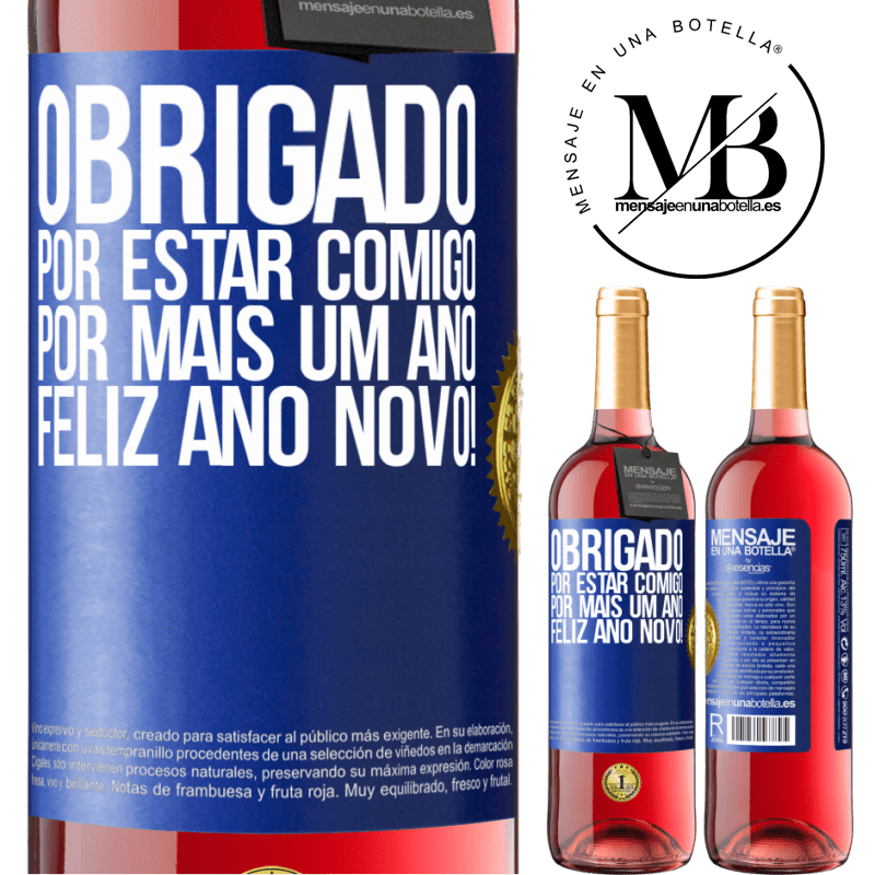 29,95 € Envio grátis | Vinho rosé Edição ROSÉ Obrigado por estar comigo por mais um ano. Feliz Ano Novo! Etiqueta Azul. Etiqueta personalizável Vinho jovem Colheita 2024 Tempranillo