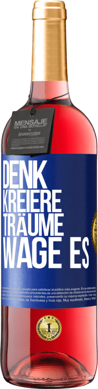 29,95 € Kostenloser Versand | Roséwein ROSÉ Ausgabe Denk. Kreiere. Träume. Wage es Blaue Markierung. Anpassbares Etikett Junger Wein Ernte 2024 Tempranillo