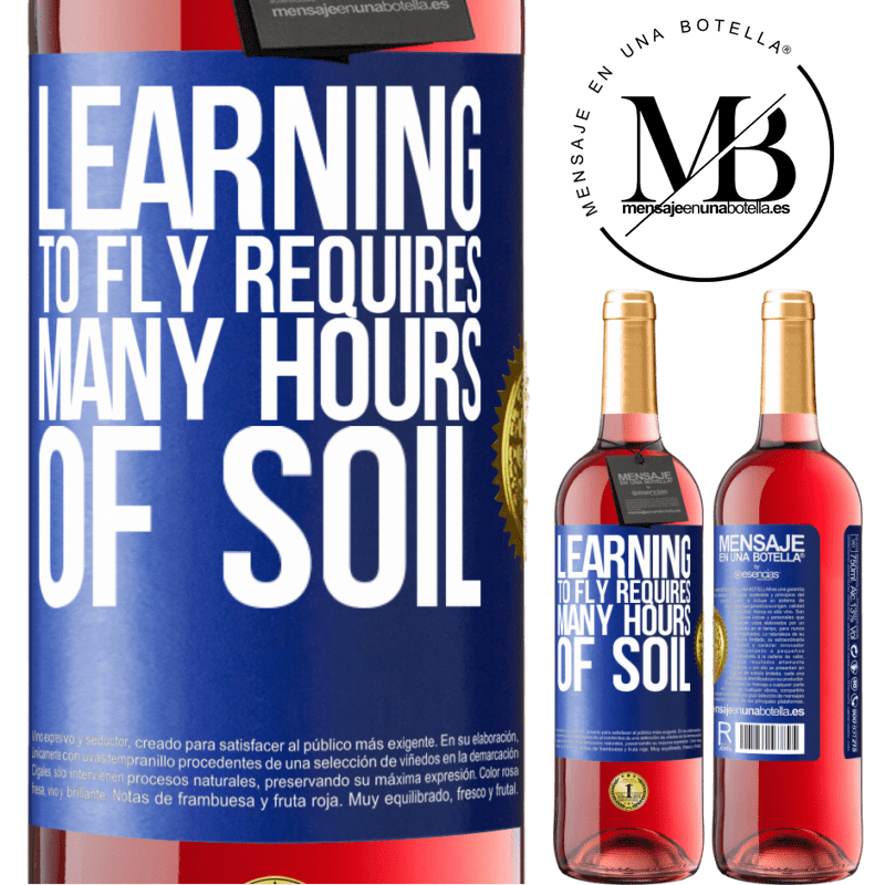 29,95 € Free Shipping | Rosé Wine ROSÉ Edition Learning to fly requires many hours of soil Blue Label. Customizable label Young wine Harvest 2022 Tempranillo