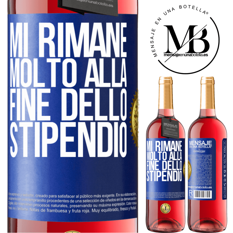 29,95 € Spedizione Gratuita | Vino rosato Edizione ROSÉ Mi rimane molto alla fine dello stipendio Etichetta Blu. Etichetta personalizzabile Vino giovane Raccogliere 2024 Tempranillo