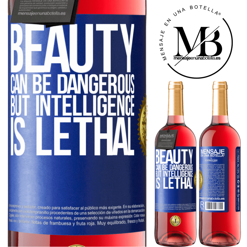29,95 € Free Shipping | Rosé Wine ROSÉ Edition Beauty can be dangerous, but intelligence is lethal Blue Label. Customizable label Young wine Harvest 2022 Tempranillo