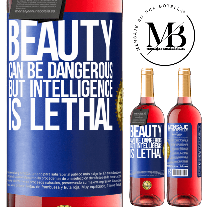 29,95 € Free Shipping | Rosé Wine ROSÉ Edition Beauty can be dangerous, but intelligence is lethal Blue Label. Customizable label Young wine Harvest 2024 Tempranillo