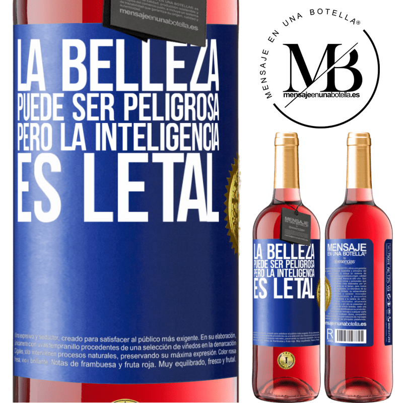 29,95 € Envío gratis | Vino Rosado Edición ROSÉ La belleza puede ser peligrosa, pero la inteligencia es letal Etiqueta Azul. Etiqueta personalizable Vino joven Cosecha 2024 Tempranillo
