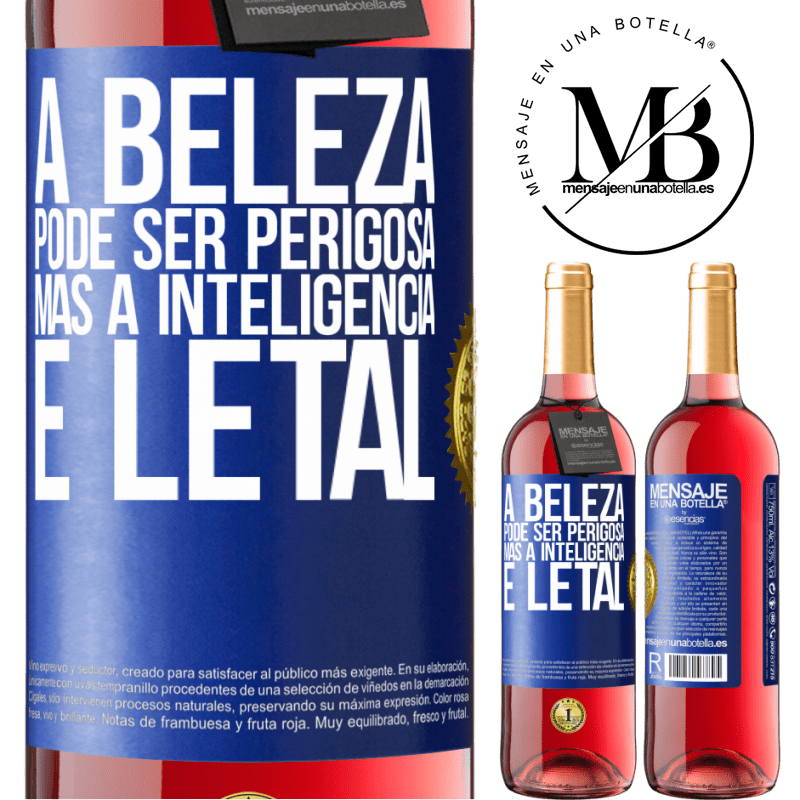 29,95 € Envio grátis | Vinho rosé Edição ROSÉ A beleza pode ser perigosa, mas a inteligência é letal Etiqueta Azul. Etiqueta personalizável Vinho jovem Colheita 2024 Tempranillo