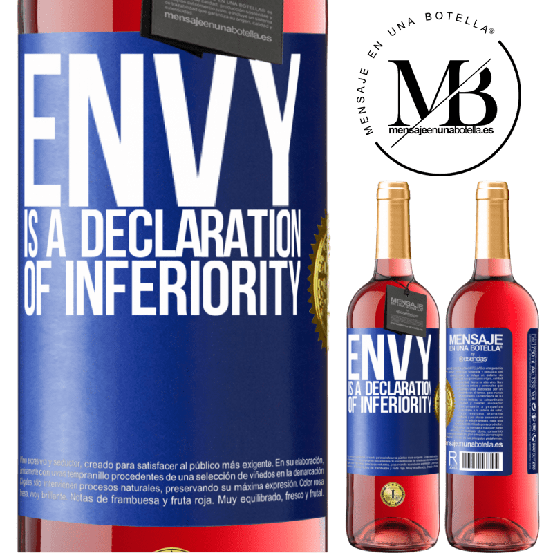 29,95 € Free Shipping | Rosé Wine ROSÉ Edition Envy is a declaration of inferiority Blue Label. Customizable label Young wine Harvest 2022 Tempranillo