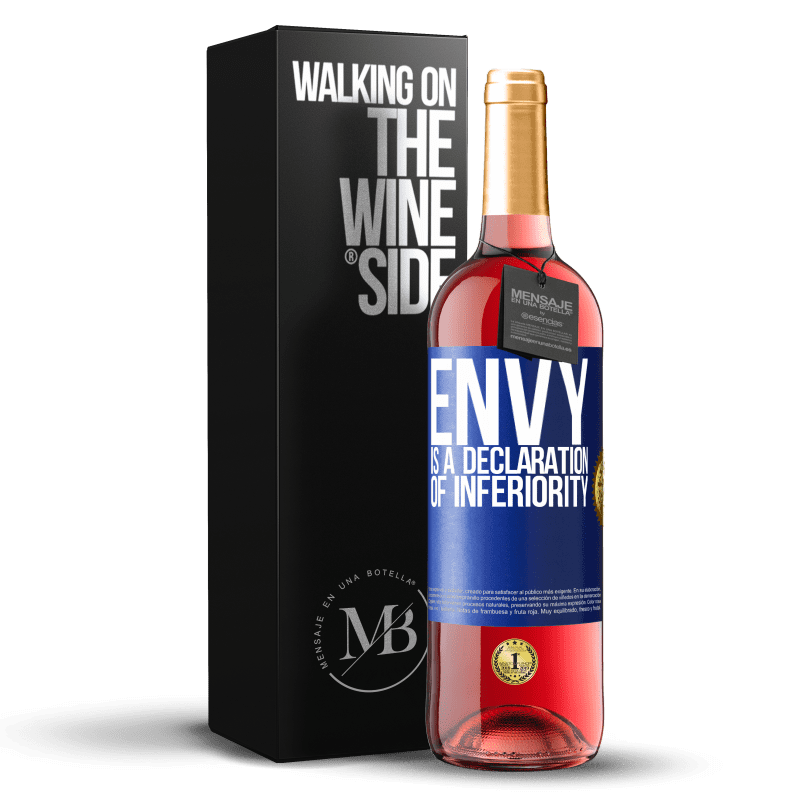29,95 € Free Shipping | Rosé Wine ROSÉ Edition Envy is a declaration of inferiority Blue Label. Customizable label Young wine Harvest 2023 Tempranillo