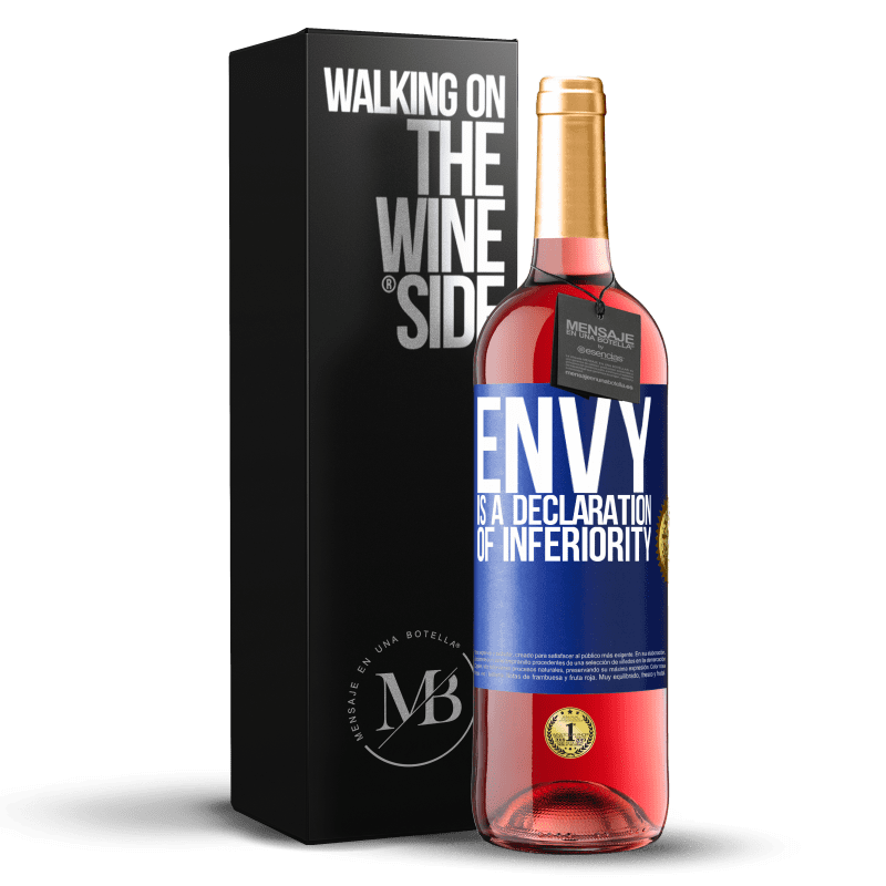 29,95 € Free Shipping | Rosé Wine ROSÉ Edition Envy is a declaration of inferiority Blue Label. Customizable label Young wine Harvest 2025 Tempranillo
