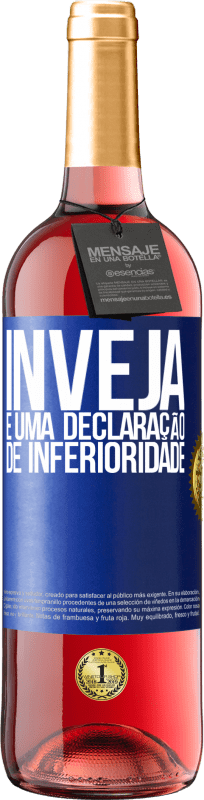 29,95 € | Vinho rosé Edição ROSÉ Inveja é uma declaração de inferioridade Etiqueta Azul. Etiqueta personalizável Vinho jovem Colheita 2024 Tempranillo