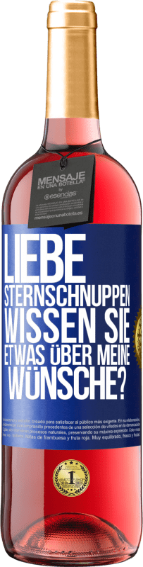 29,95 € | Roséwein ROSÉ Ausgabe Liebe Sternschnuppen, wissen Sie etwas über meine Wünsche? Blaue Markierung. Anpassbares Etikett Junger Wein Ernte 2025 Tempranillo