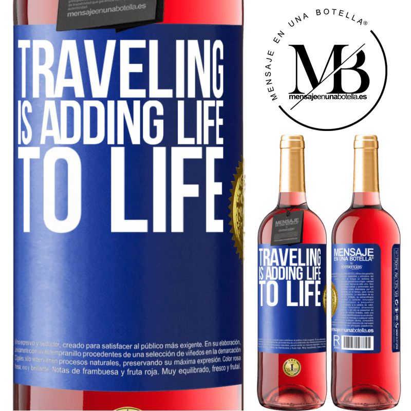 29,95 € Free Shipping | Rosé Wine ROSÉ Edition Traveling is adding life to life Blue Label. Customizable label Young wine Harvest 2022 Tempranillo