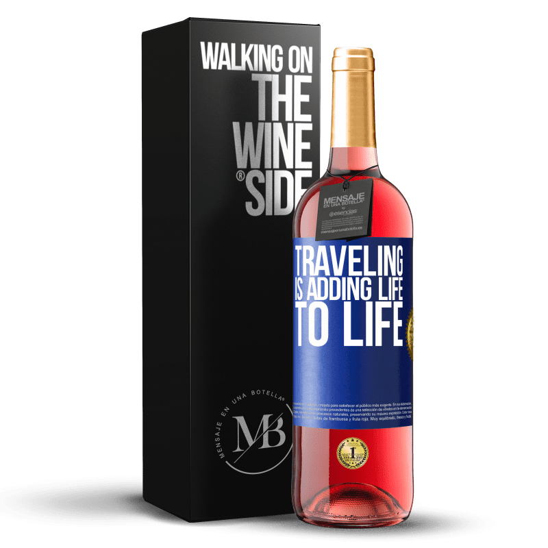 29,95 € Free Shipping | Rosé Wine ROSÉ Edition Traveling is adding life to life Blue Label. Customizable label Young wine Harvest 2024 Tempranillo