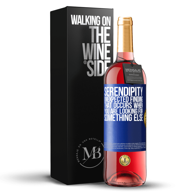 29,95 € Free Shipping | Rosé Wine ROSÉ Edition Serendipity Unexpected finding that occurs when you are looking for something else Blue Label. Customizable label Young wine Harvest 2023 Tempranillo