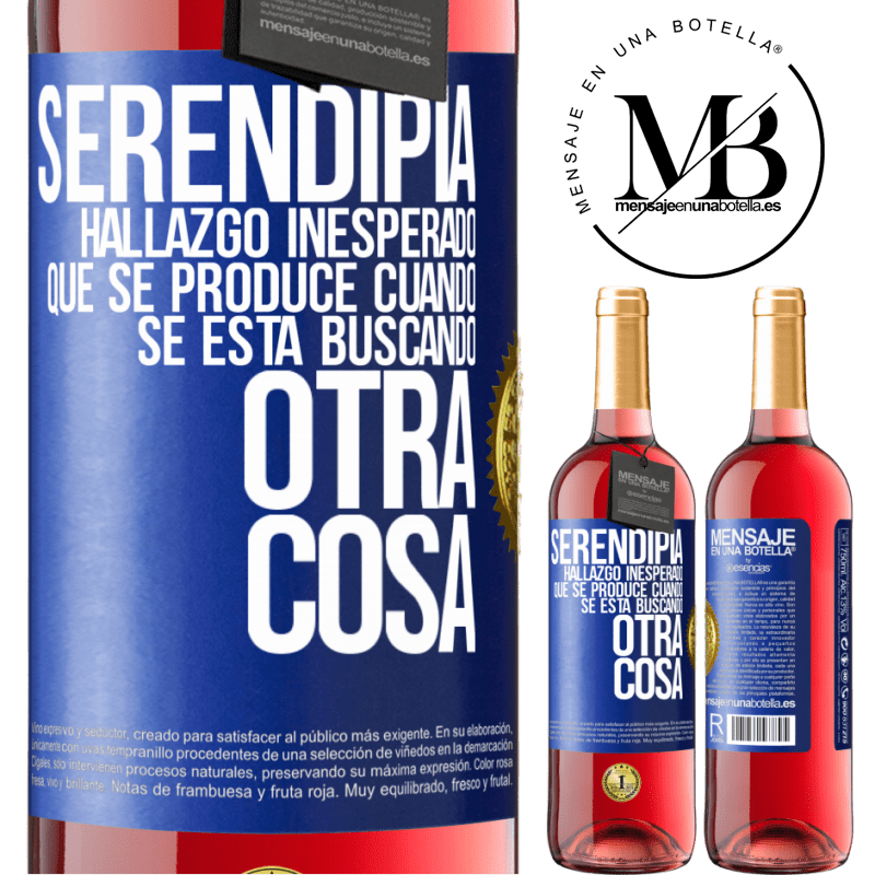 29,95 € Бесплатная доставка | Розовое вино Издание ROSÉ Serendipity. Неожиданное обнаружение, которое происходит, когда вы ищете что-то другое Синяя метка. Настраиваемая этикетка Молодое вино Урожай 2022 Tempranillo