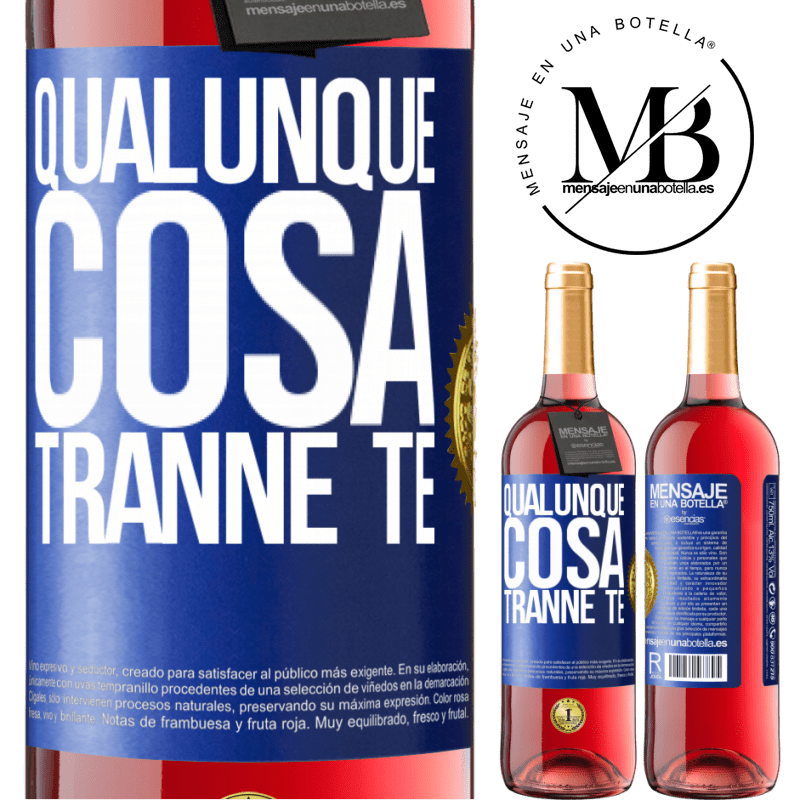 29,95 € Spedizione Gratuita | Vino rosato Edizione ROSÉ Qualunque cosa tranne te Etichetta Blu. Etichetta personalizzabile Vino giovane Raccogliere 2024 Tempranillo