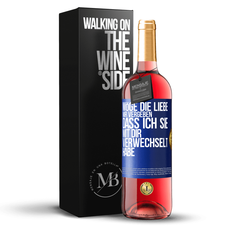 29,95 € Kostenloser Versand | Roséwein ROSÉ Ausgabe Möge die Liebe mir vergeben, dass ich sie mit dir verwechselt habe Blaue Markierung. Anpassbares Etikett Junger Wein Ernte 2024 Tempranillo