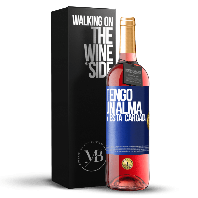 29,95 € Envío gratis | Vino Rosado Edición ROSÉ Tengo un alma y está cargada Etiqueta Azul. Etiqueta personalizable Vino joven Cosecha 2024 Tempranillo