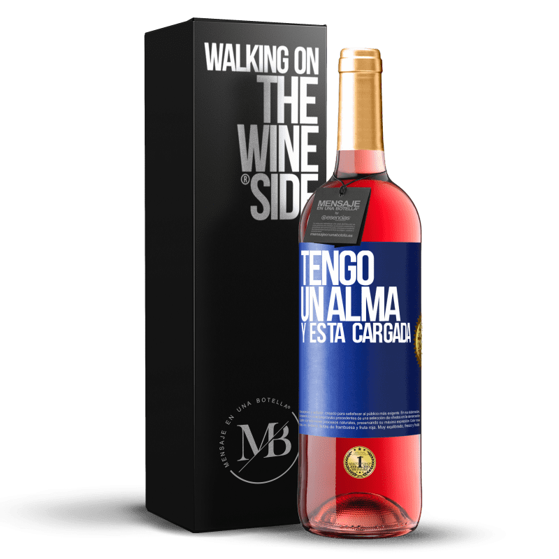 29,95 € Envio grátis | Vinho rosé Edição ROSÉ Tengo un alma y está cargada Etiqueta Azul. Etiqueta personalizável Vinho jovem Colheita 2025 Tempranillo