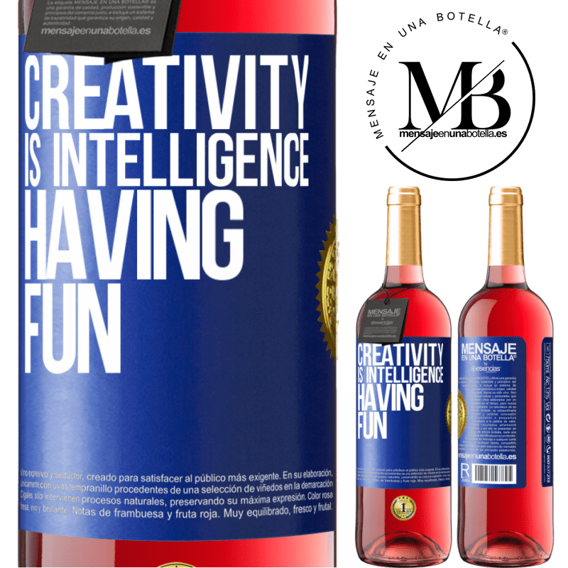 29,95 € Free Shipping | Rosé Wine ROSÉ Edition Creativity is intelligence having fun Blue Label. Customizable label Young wine Harvest 2021 Tempranillo