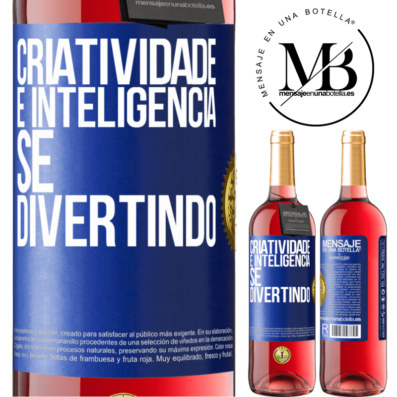 29,95 € Envio grátis | Vinho rosé Edição ROSÉ Criatividade é inteligência se divertindo Etiqueta Azul. Etiqueta personalizável Vinho jovem Colheita 2023 Tempranillo